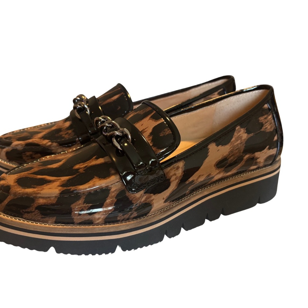 Alex Marie Animal Print Loafers with Black Gloss
